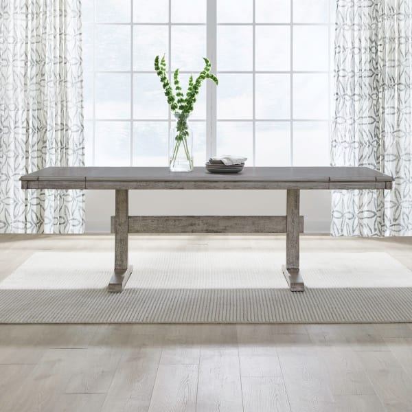 Hallendale - 7 Piece Trestle Table Set - White