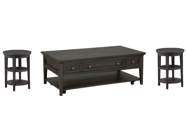 Westley Falls - Rectangular Cocktail Table With 2 Accent End Tables - Graphite