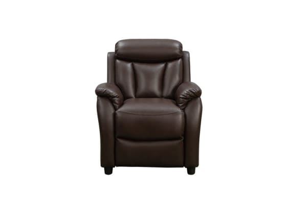 Ewing - Children's Recliner, Push Thru The Arm - Brown