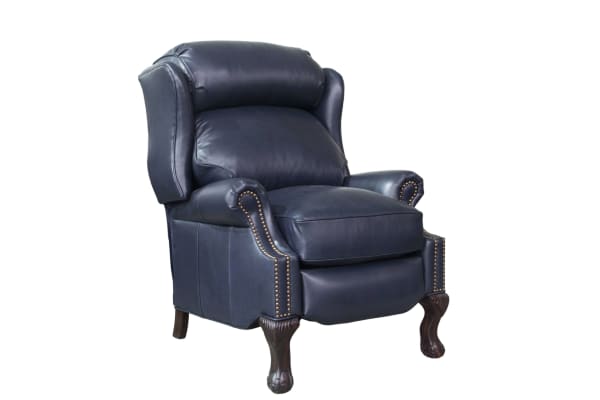 Danbury - Push Thru The Arm Recliner - Blue