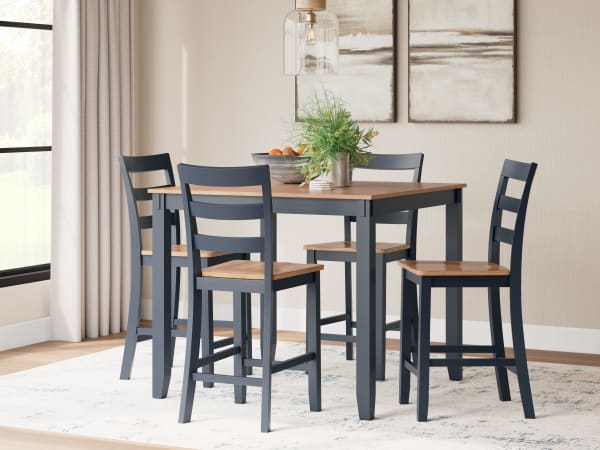 Gesthaven - Natural / Blue - Dining Room Counter Table Set (Set of 5)