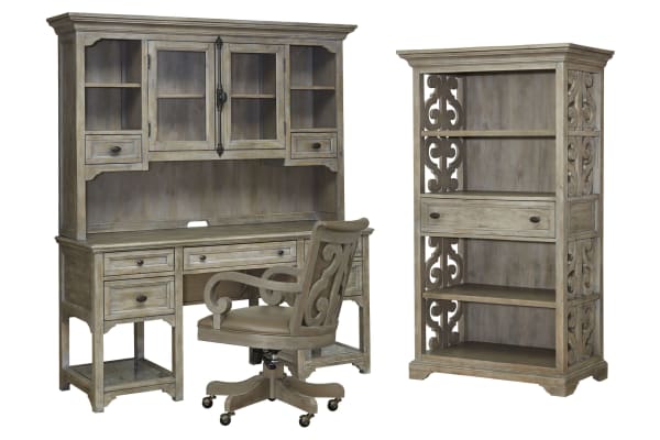 Tinley Park - Desk And Hutch With Chair And Bookcase - Dove Tail Gray