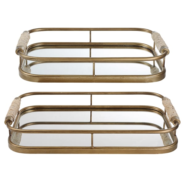 Uttermost Rosea Brushed Gold Trays, S/2