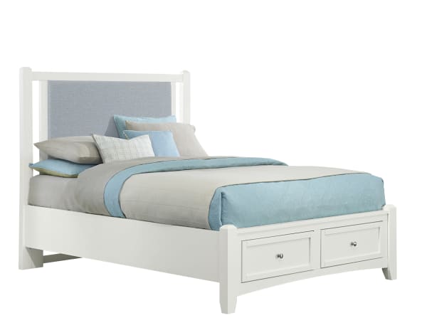 Bonanza - Queen Upholstered Bed With Storage Footboard - White / Ocean Blue