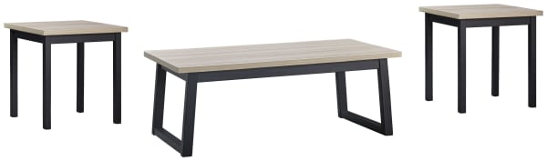 Waylowe - Natural / Black - Occasional Table Set (Set of 3)
