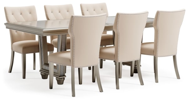 Chevanna - Platinum - 7 Pc. - Dining Room Table, 6 Side Chairs