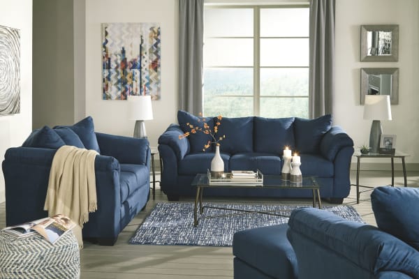 Darcy - Blue - 4 Pc. - Sofa, Loveseat, Chair, Ottoman