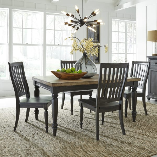 Harvest Home - 5 Piece Reactangular Table Set - Black