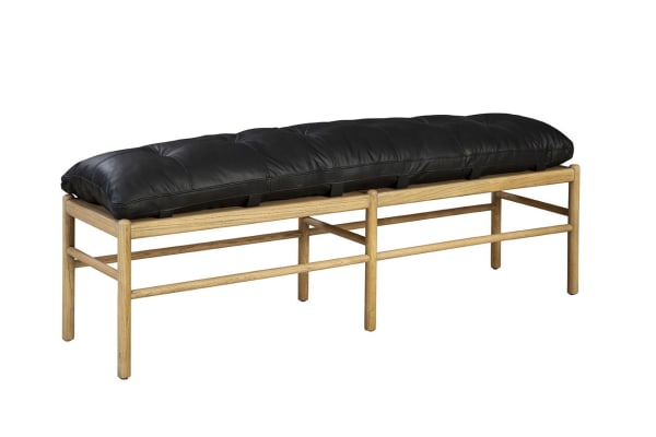 Osborne - Leather Bench - Black / Light Brown