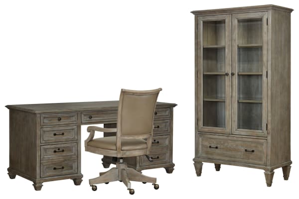 Lancaster - Executive Desk With Chair And Door Bookcase - Dovetail Gray