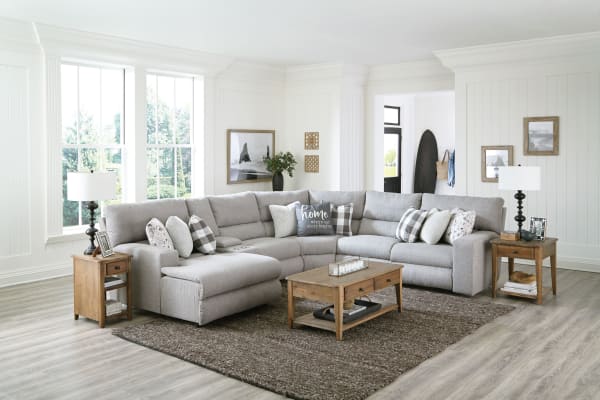 Rockport - 6 Piece Power Reclining Sectional With Lay-Back LSF Chaise And 2 Lay-Flat Reclining Seats