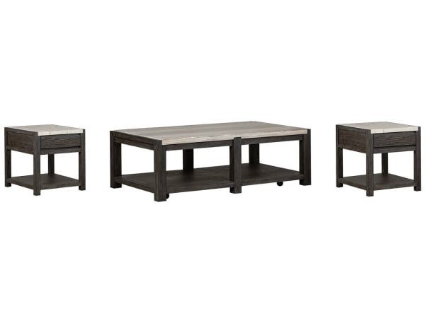 Plum Creek - Rectangular Cocktail Table With 2 End Tables - Ravenwood Black / White