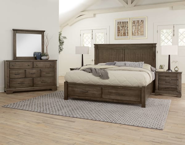 Cool Rustic - Queen Mansion Bed With Storage Footboard - Mink