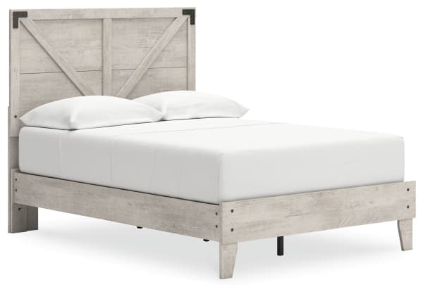 Shawburn - Whitewash - Full Platform Bed With Crossbuck Panel Headboard