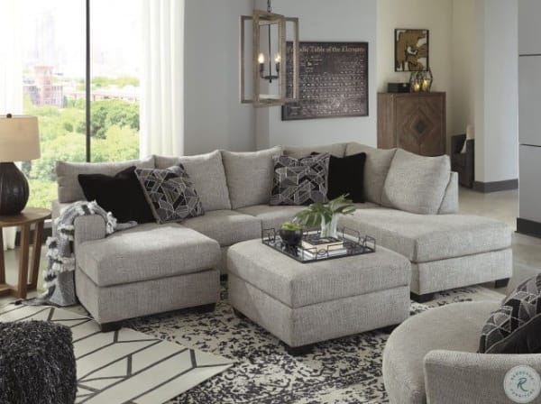 Megginson - Storm - 4 Pc. - Right Arm Facing Corner Chaise 2 Pc Sectional, Chair, Ottoman