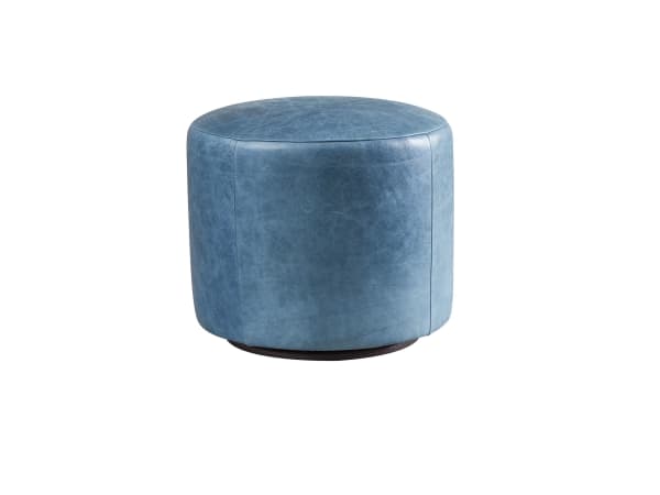 Barclay Butera Upholstery - Three Arch Leather Swivel Ottoman - Blue
