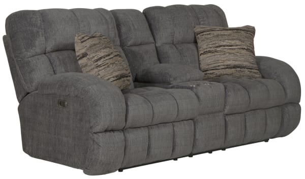 Ashland - Power Lay Flat Reclining Console Loveseat - Granite
