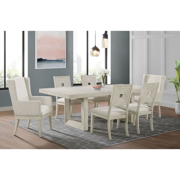 Avalanche - 7 Piece Standard Height Dining Set (Table, Four Chairs And Two Arm Chairs) - Antique White
