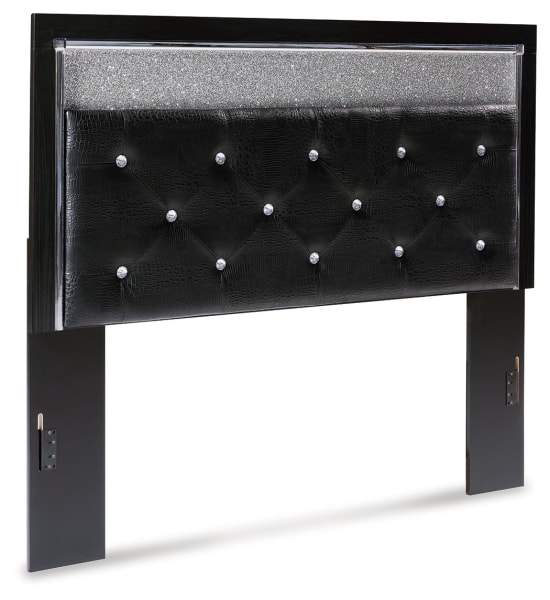 Kaydell - Black - Queen Uph Panel Headboard - Glitter Details