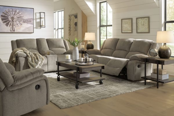 Draycoll - Light Gray - 3 Pc. - Reclining Sofa, Loveseat, Rocker Recliner
