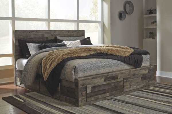 Derekson - Multi Gray - King Panel Bed With 6 Storage Drawers