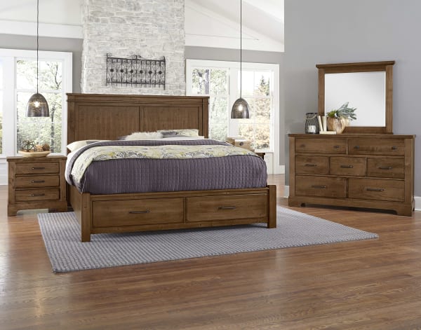 Cool Rustic - Queen Mansion Bed With Storage Footboard - Amber
