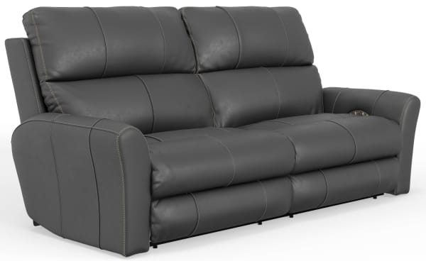 Fredda - Italian Leather Match Power Zero Gravity Reclining Sofa With Power Adjustable Headrest - Anthracite