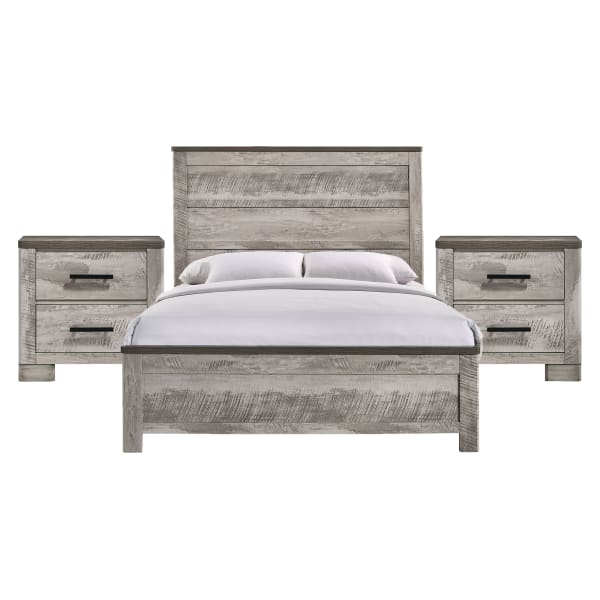 Millers Cove - Full 3 Piece Bedroom Set With 2 Nightstands - Gray