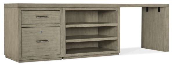 Linville Falls - 96" Desk With File And Open Desk Cabinet - Gray