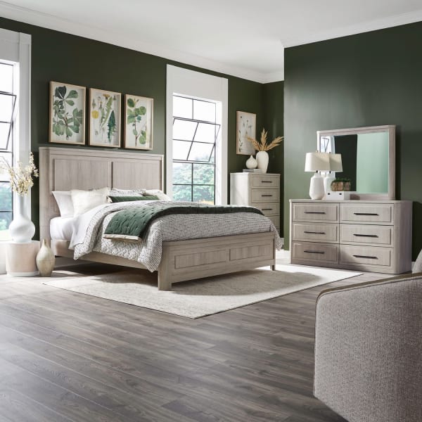 Modern Play - 4 Piece Bedroom Set (King Panel Bed, Dresser & Mirror, Chest) - White