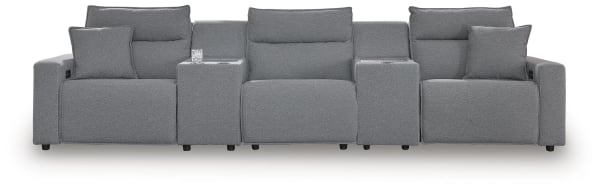 Modmax II - 5-Piece Power Reclining Sectional With Power Armless Recliner And 2 Consoles - Salt And Pepper