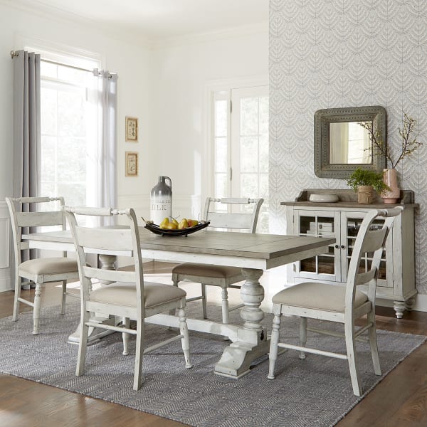 Whitney - 5 Piece Trestle Table Set - White