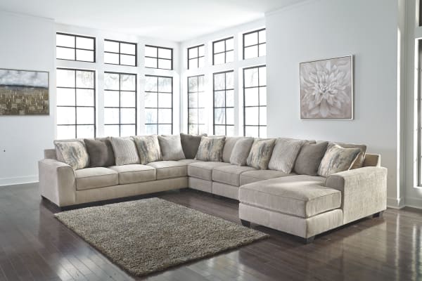 Ardsley - Pewter - Right Arm Facing Corner Chaise with Sofa 5 Pc Sectional