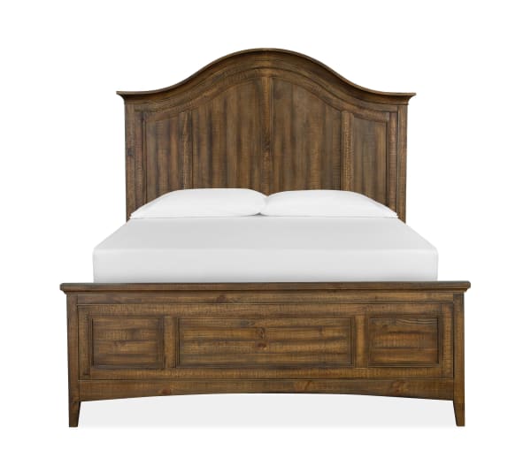 Bay Creek - Complete Queen Arched Bed With Storage Rails - Toasted Nutmeg
