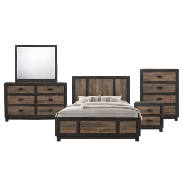 Harlington - King Panel 5 Piece Bedroom Set - Dark Chocolate