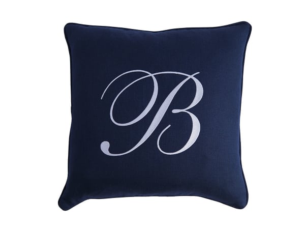 Barclay Butera Upholstery - Monogram Signature Pillow- Navy - Blue