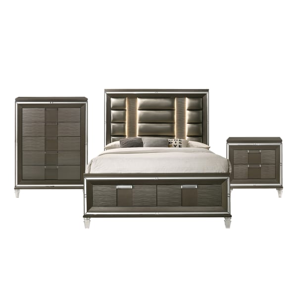 Twenty Nine - King Storage 3 Piece Bedroom Set - Dark Brown