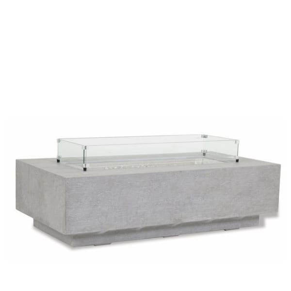 Gravelstone - Rectangular Fire Table With Glass Surround - Pearl Silver