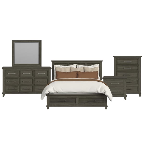 Canterbury - King Storage 5 Piece Bedroom Set - Gray