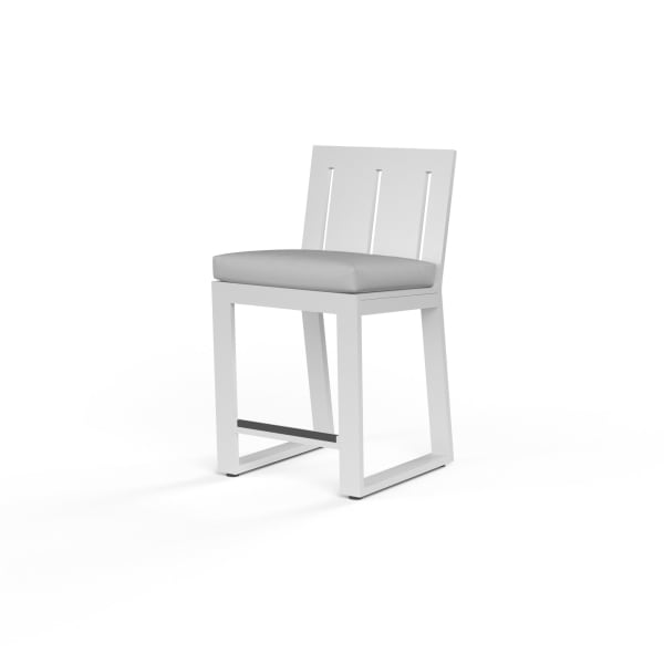 Newport - Counter Stool, No Welt - Cast Silver / White