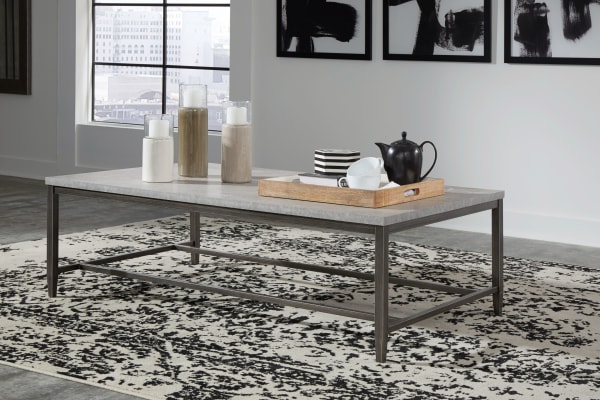 Shybourne - Gray / Aged Bronze - Rectangular Cocktail Table