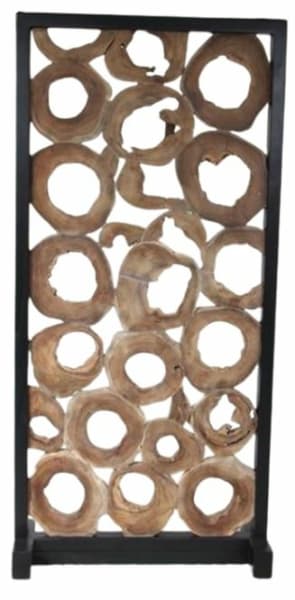Teak - 76" Screen Divider - Light Brown / Black