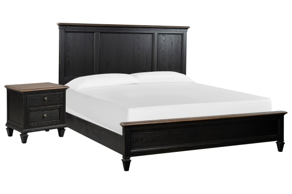 Surrey - California King Panel Bed With Nightstand - Brown