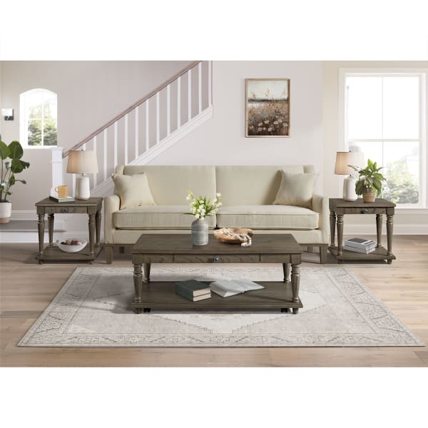Kings Court - 3 Piece Occasional Table Set (Coffee Table & Two End Table) - Gray