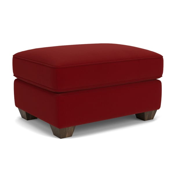 Carson - Leather Ottoman, Heavy Thread Stitching - Dark Red