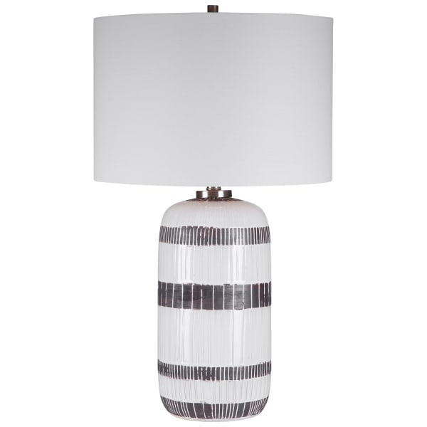 Granger - Striped Table Lamp - Pearl Silver
