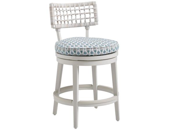 Seabrook - Swivel Counter Stool - White / Light Blue