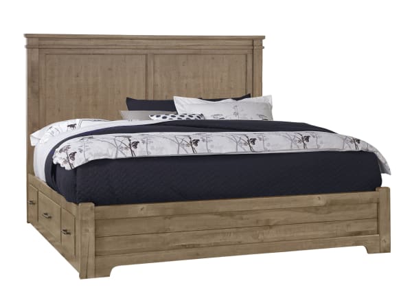 Cool Rustic - Cool Rustic King Mansion Bed with Two Sides Storage Natural