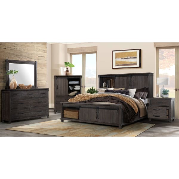 Scott - Queen Platform Storage 4 Piece Bedroom Set - Dark Brown