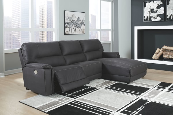 Henefer - Midnight - Left Arm Facing Power Recliner 3 Pc Sectional